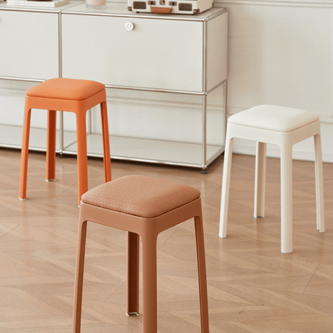 Tumber Modern Cushion Padded Stackable Plastic Stool
