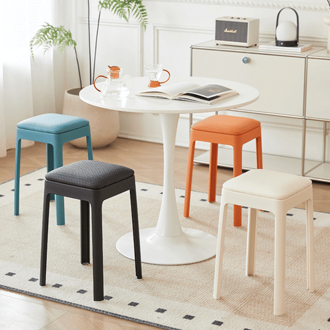 Tumber Modern Cushion Padded Stackable Plastic Stool