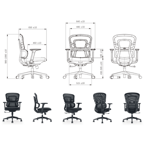 Unas-M Mid Back Double Back Ergonomic Office Chair - Gavisco Office Furniture