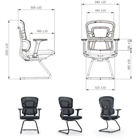 Unas-V Mid Back Double Back Ergonomic Visitor Meeting Cantilever Office Chair - Gavisco Office Furniture