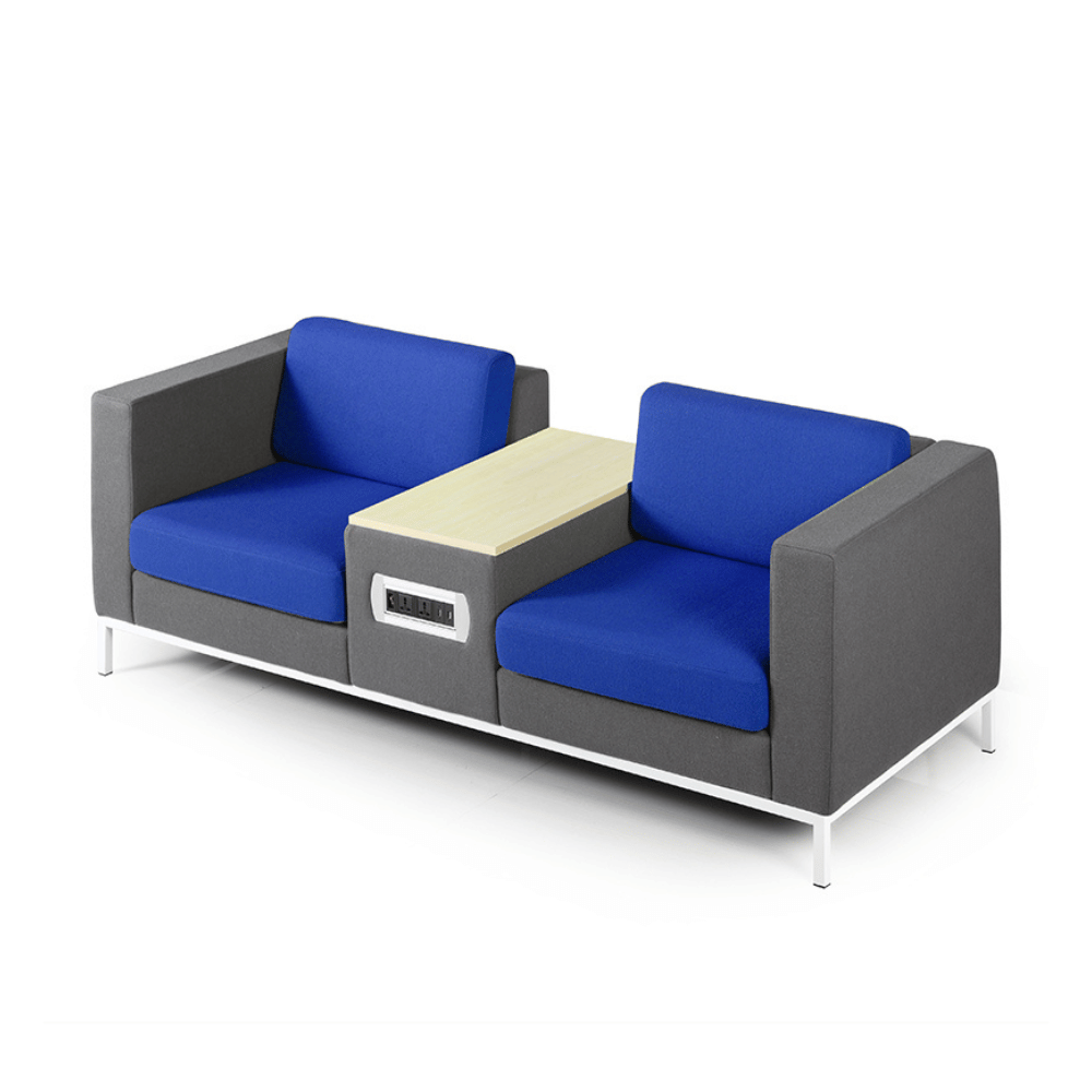 United Three Seater Reception Sofa with Side Table and Power Outlets