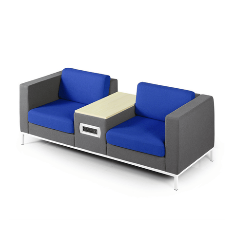United Three Seater Reception Sofa with Side Table and Power Outlets