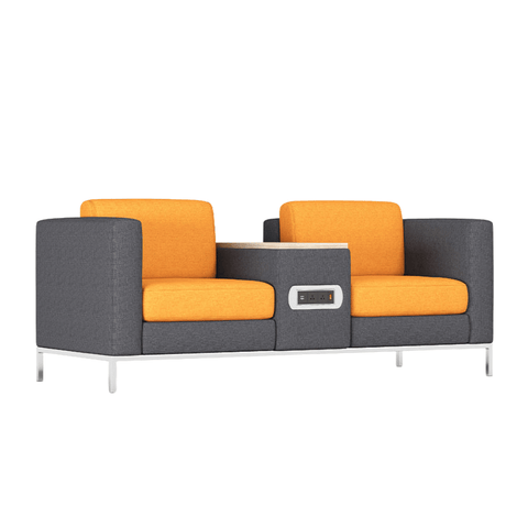 United Three Seater Reception Sofa with Side Table and Power Outlets