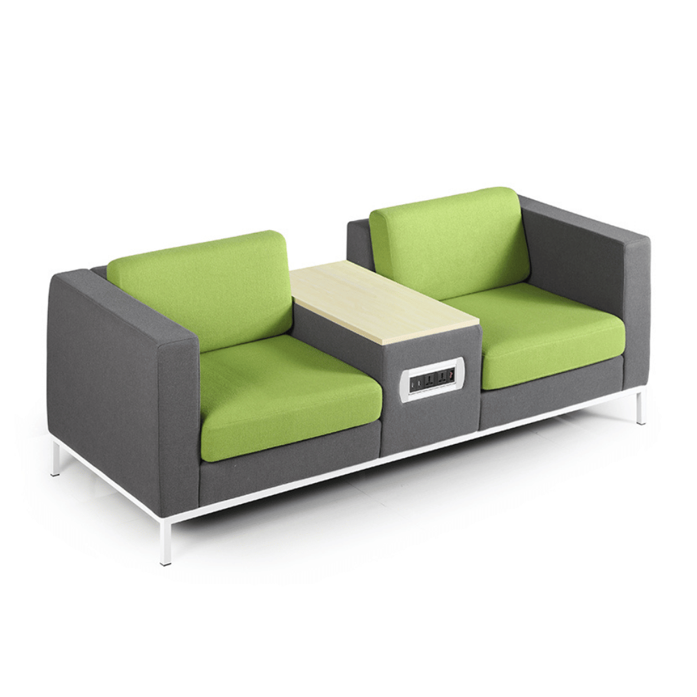 United Three Seater Reception Sofa with Side Table and Power Outlets