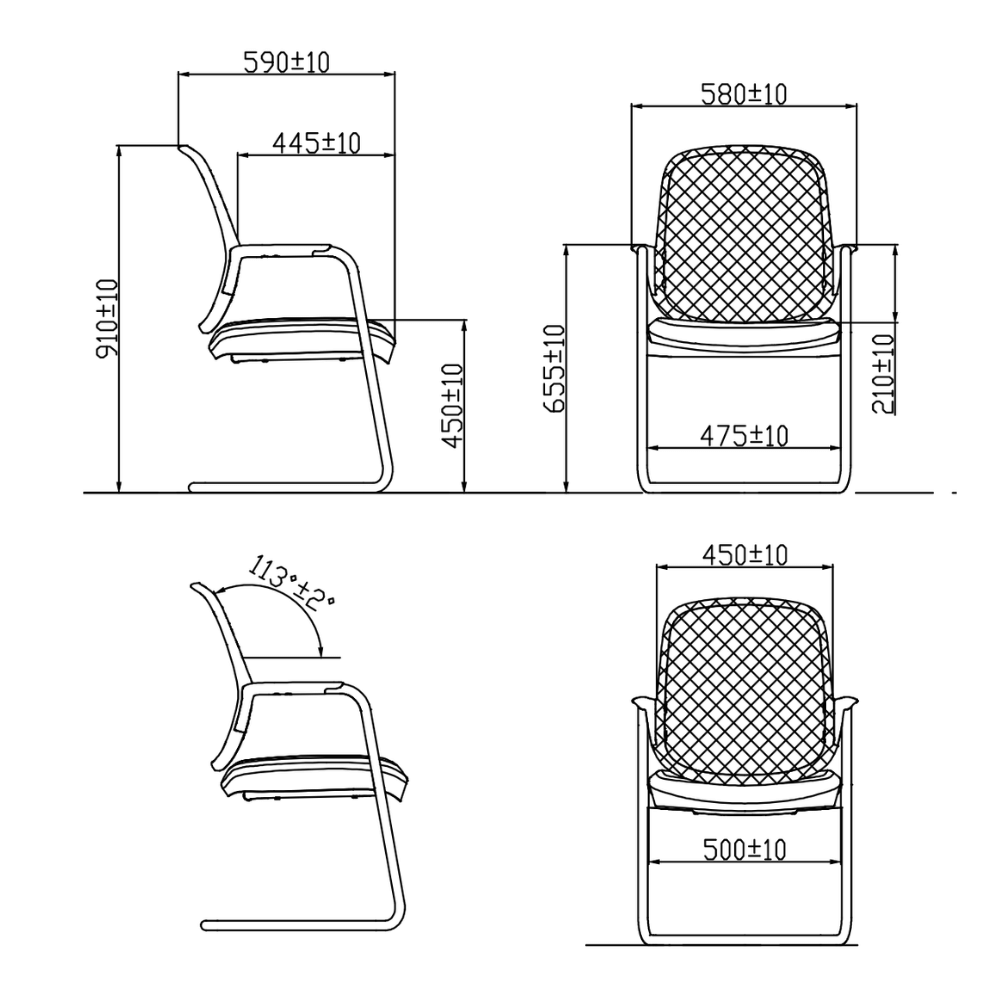 Vega-V Mid Back Office Cantilever Chair