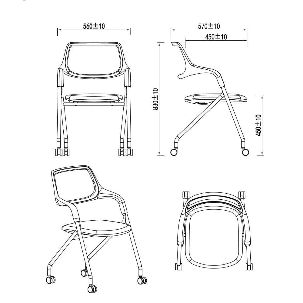 Vela-A Stackable Training Chair With Wheels - Gavisco Office Furniture