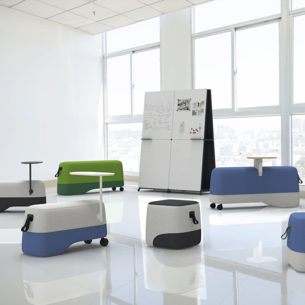 Vessel-C Office Mobile Sofa Bench Pouf with Side Table