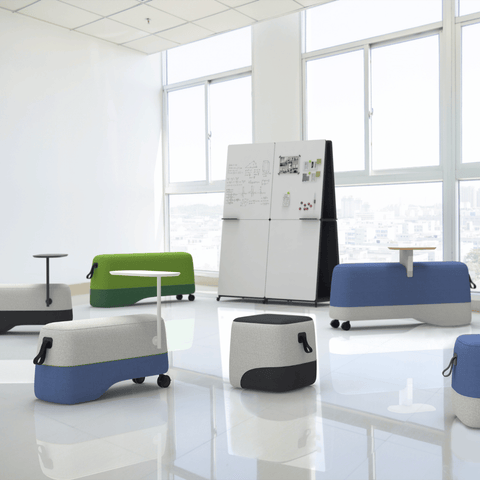Vessel-C Office Mobile Sofa Bench Pouf with Side Table