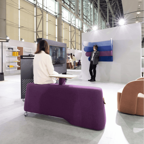 Vessel-D Office Mobile Sofa Bench Pouf with Side Table