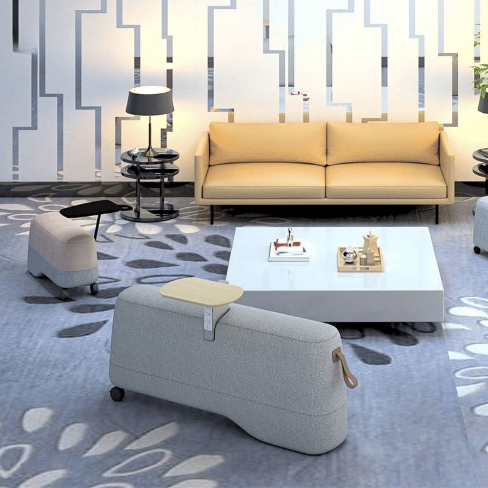 Vessel-D Office Mobile Sofa Bench Pouf with Side Table