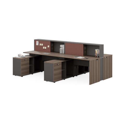 Wallace-D Office Desk with Sticker Hutch and Extra Long Side Table Storage Cabinet - Gavisco Office Furniture