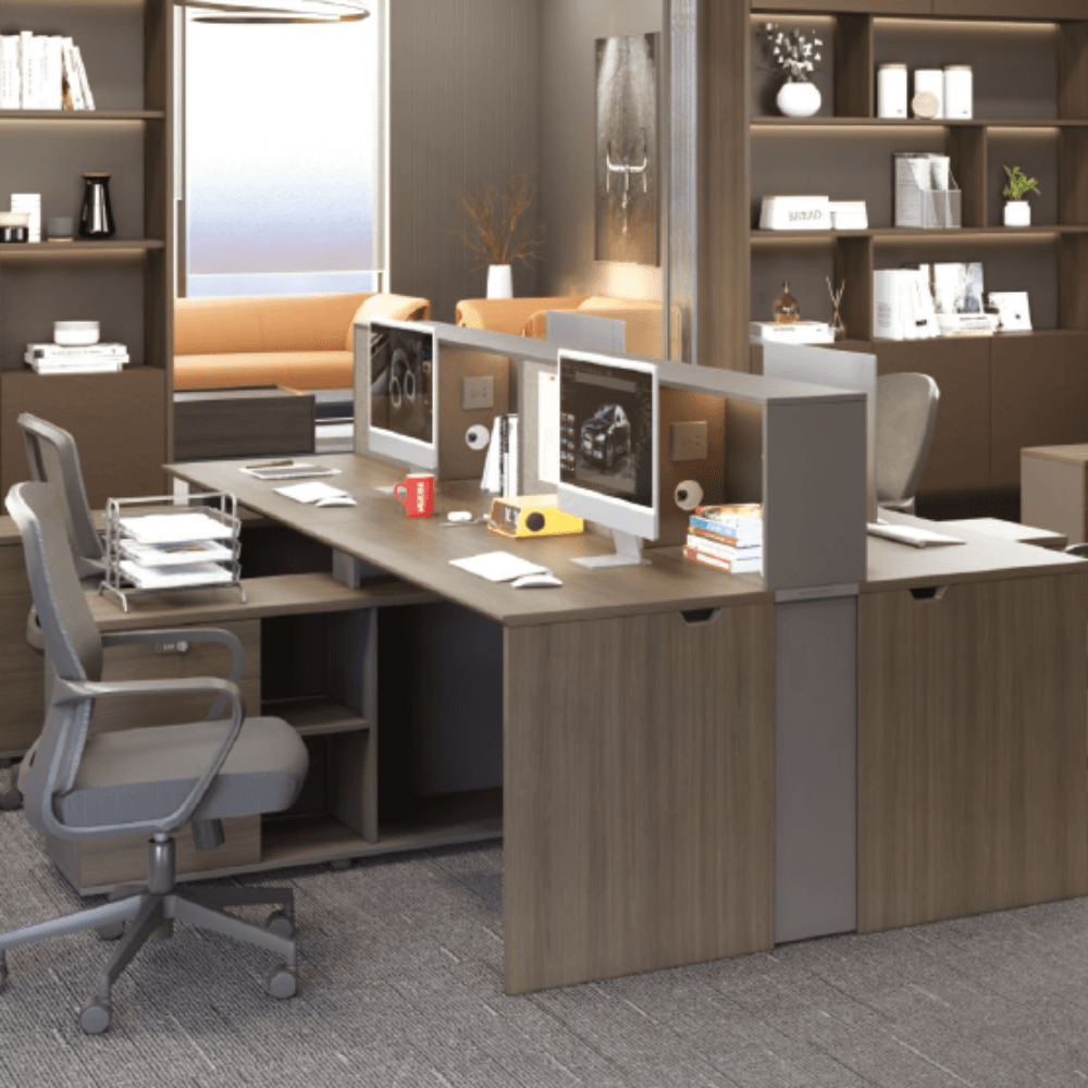 Wallace-D Office Desk with Sticker Hutch and Extra Long Side Table Storage Cabinet - Gavisco Office Furniture