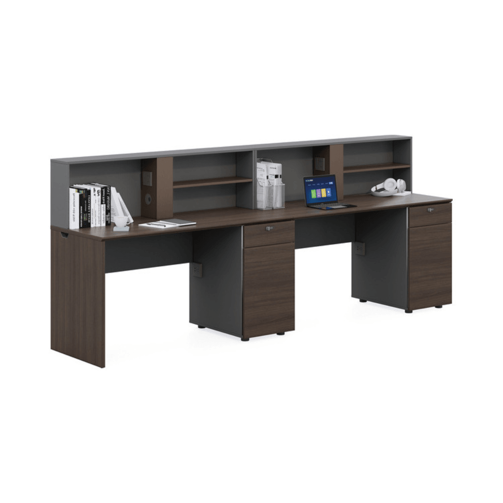 Wallace-A Office Desk with Storage Hutch and Cabinet - Gavisco Office Furniture