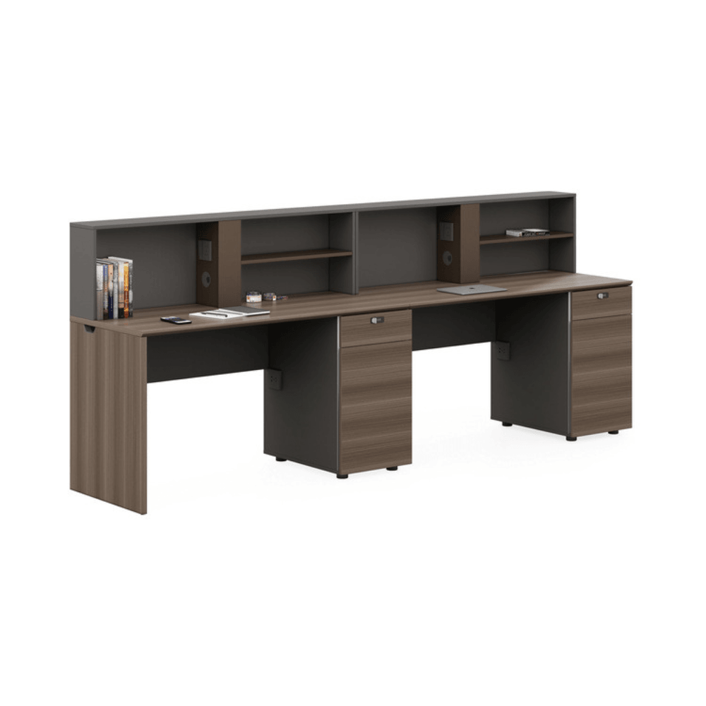 Wallace-A Office Desk with Storage Hutch and Cabinet - Gavisco Office Furniture