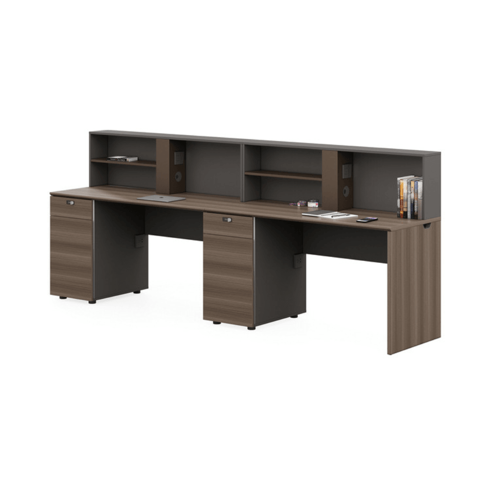 Wallace-A Office Desk with Storage Hutch and Cabinet - Gavisco Office Furniture