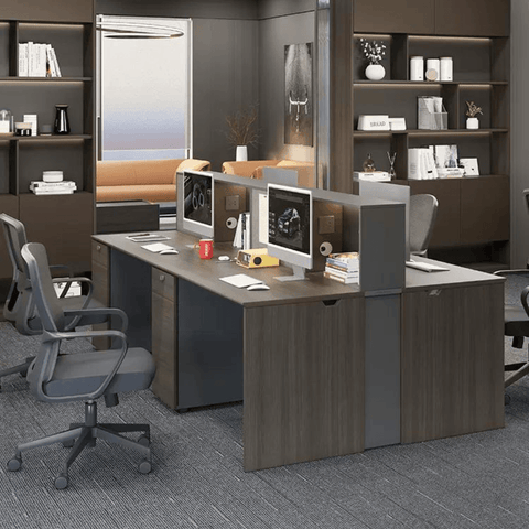 Wallace-A Office Desk with Storage Hutch and Cabinet - Gavisco Office Furniture