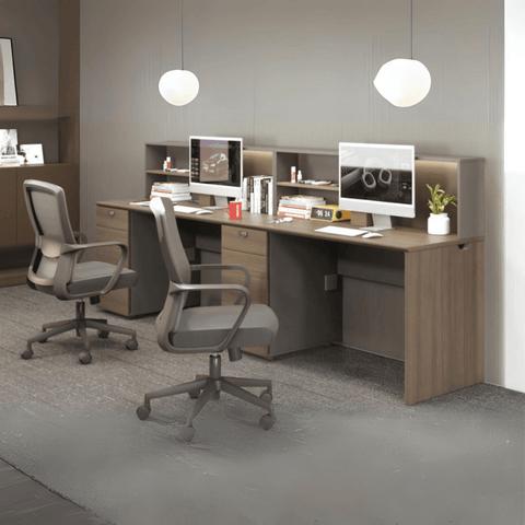 Wallace-A Office Desk with Storage Hutch and Cabinet - Gavisco Office Furniture