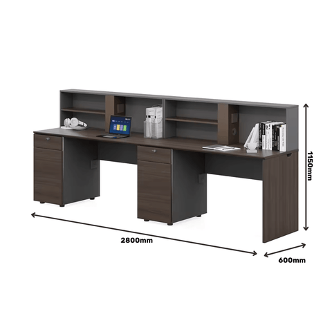 Wallace-A Office Desk with Storage Hutch and Cabinet - Gavisco Office Furniture