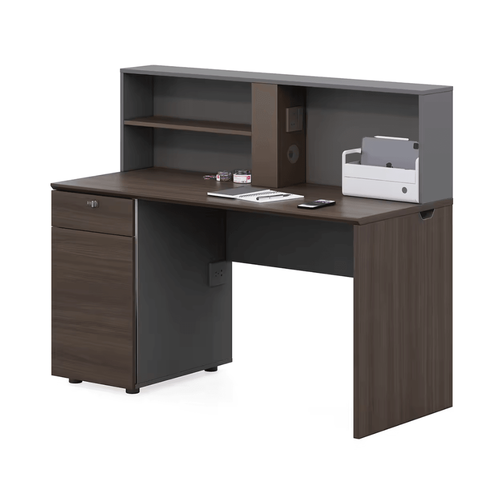 Wallace-A Office Desk with Storage Hutch and Cabinet - Gavisco Office Furniture