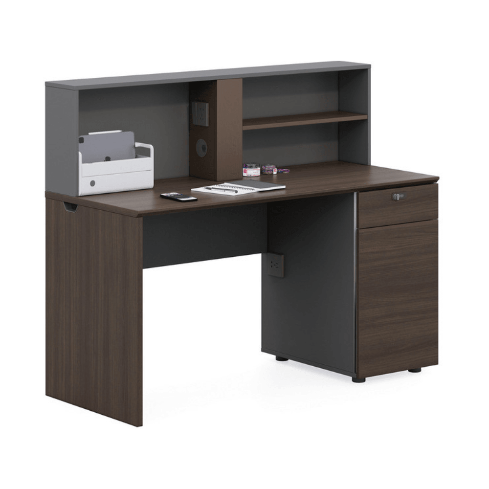 Wallace-A Office Desk with Storage Hutch and Cabinet - Gavisco Office Furniture