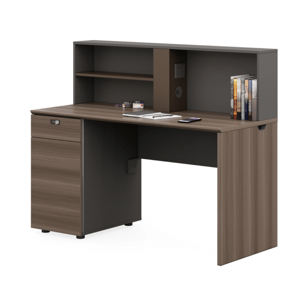 Wallace-A Office Desk with Storage Hutch and Cabinet - Gavisco Office Furniture