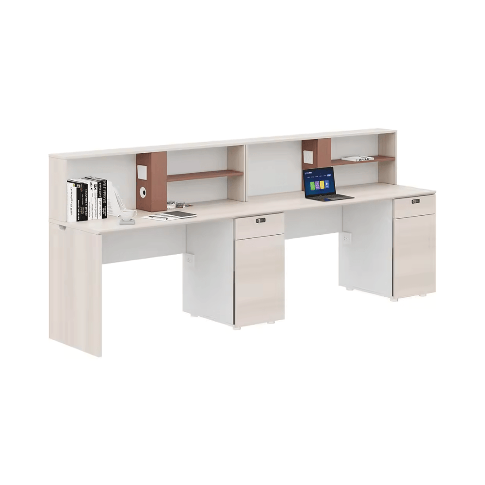 Wallace-A Office Desk with Storage Hutch and Cabinet - Gavisco Office Furniture