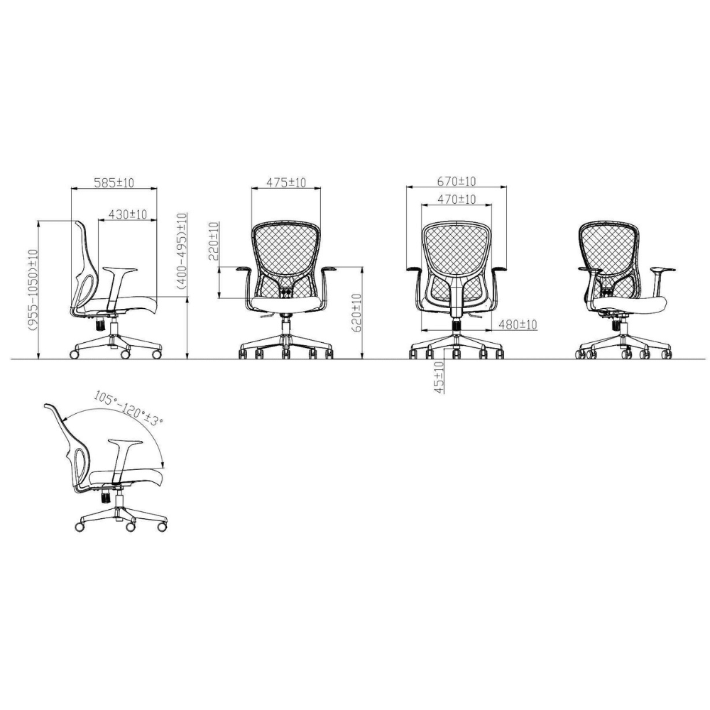 Windrive Mid Back Ergonomic Office Swivel Chair