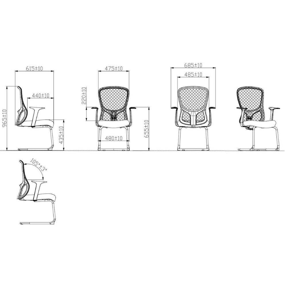 Windrive-V Mid Back Office Meeting Cantilever Chair