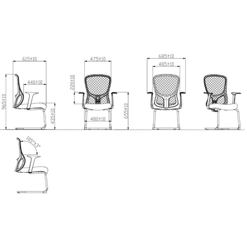 Windrive-V Mid Back Office Meeting Cantilever Chair