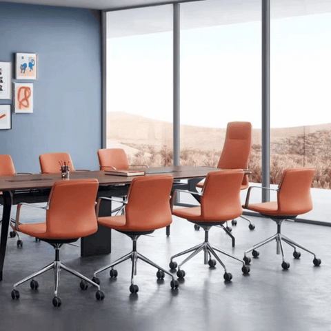 Wingo-M Mid Back Office Leather Executive Conference Meeting Chair