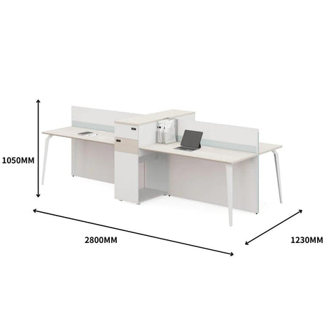 Wise-E Office Desk Workbench with Partition and Tall Side Storage Cabinet - Gavisco Office Furniture