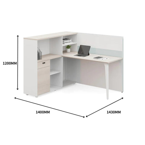 Wise-E Office Desk Workbench with Partition and Tall Side Storage Cabinet - Gavisco Office Furniture