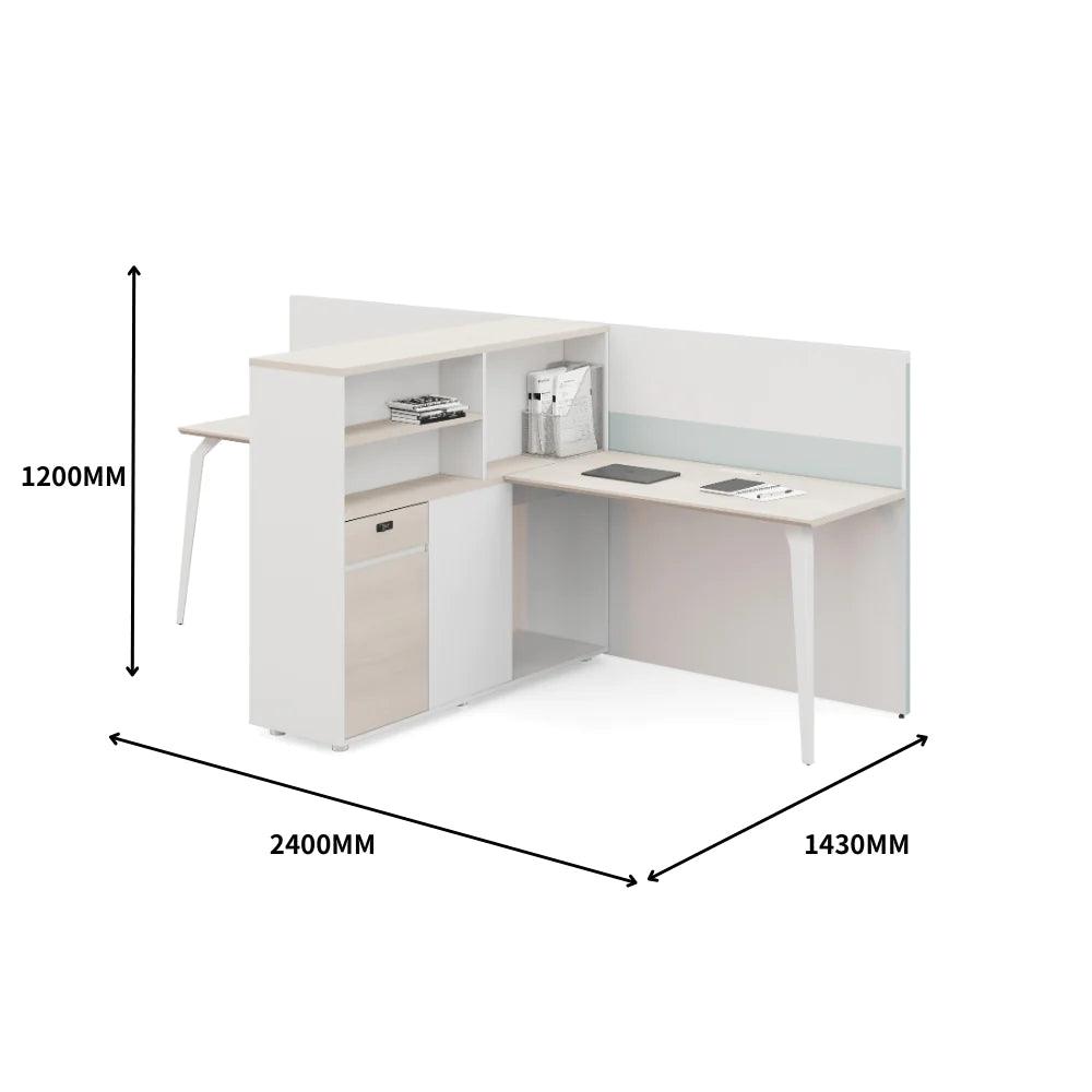 Wise-E Office Desk Workbench with Partition and Tall Side Storage Cabinet - Gavisco Office Furniture