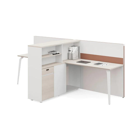 Wise-E Office Desk Workbench with Partition and Tall Side Storage Cabinet - Gavisco Office Furniture