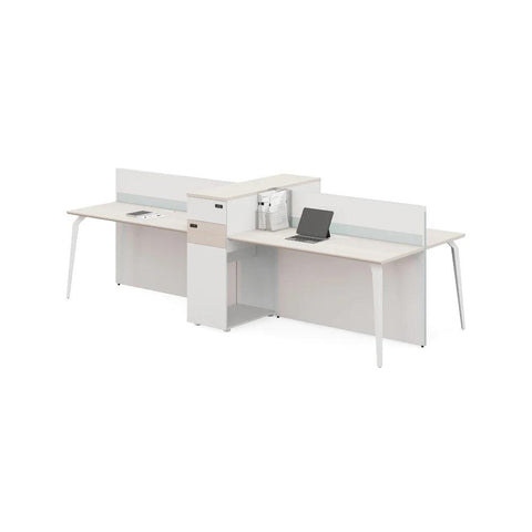 Wise-E Office Desk Workbench with Partition and Tall Side Storage Cabinet - Gavisco Office Furniture