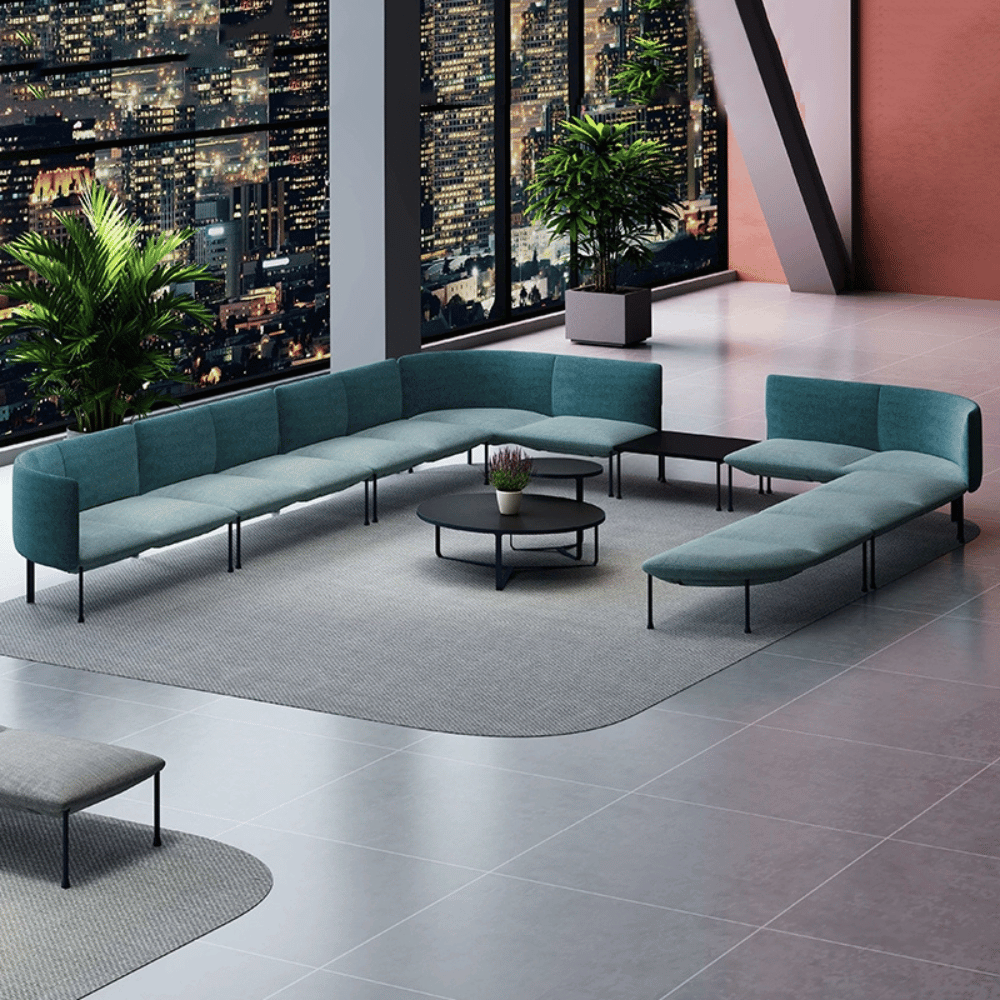 Wonka Modern Office Fabric Curved Modular Lounge Sectional Sofa