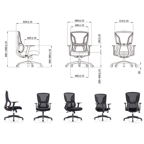 Yark-M Mid Back Ergonomic Office Chair - Gavisco Office Furniture