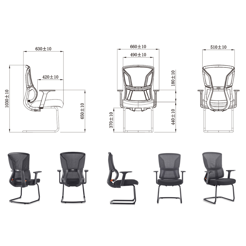 Yark-V Mid Back Ergonomic Visitor Meeting Cantilever Office Chair - Gavisco Office Furniture