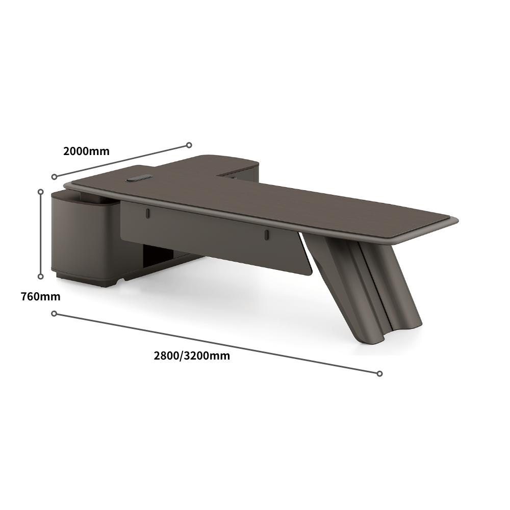 Zenova Modern Luxury Wooden CEO Office Executive Desk with Side Return Cabinet