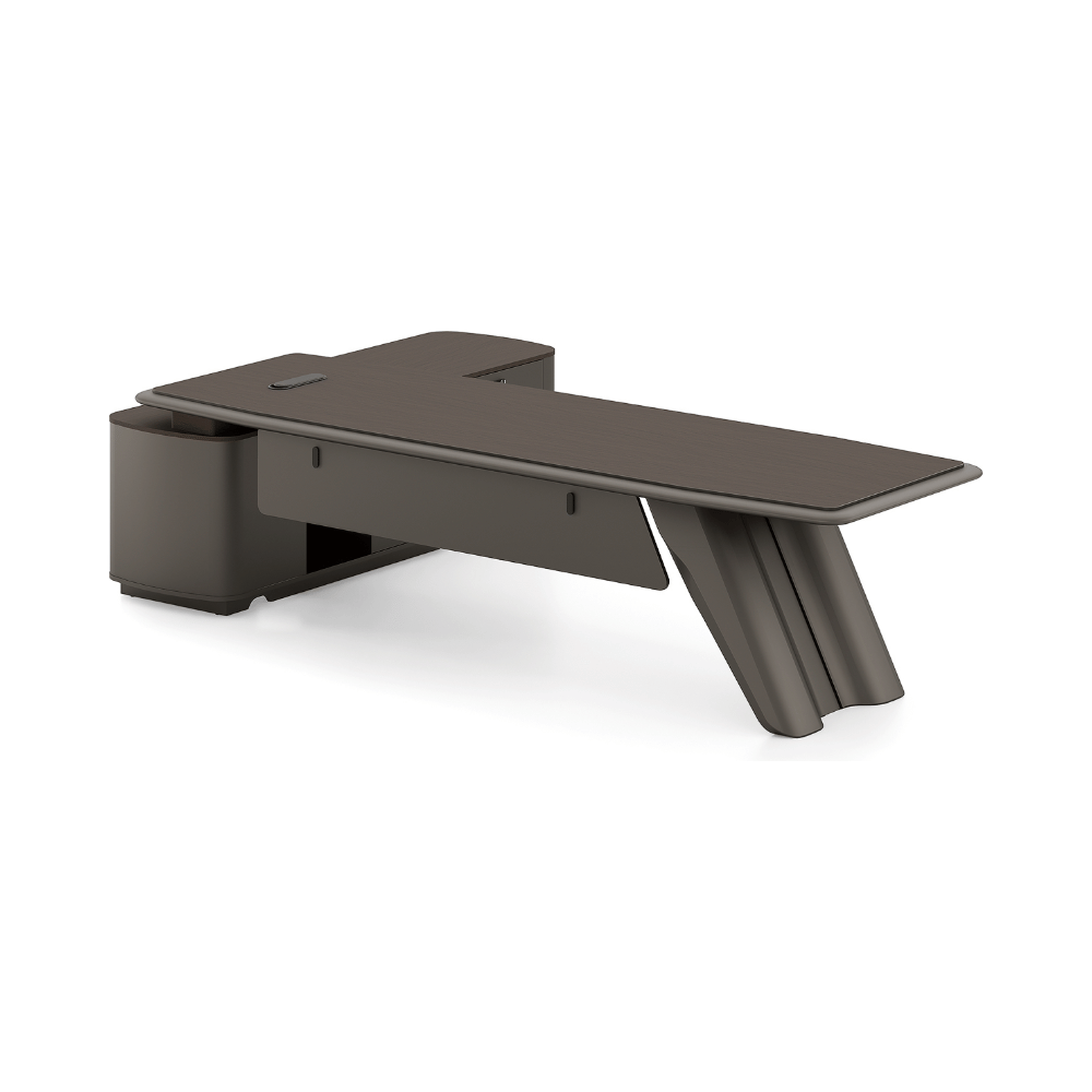 Zenova Modern Luxury Wooden CEO Office Executive Desk with Side Return Cabinet
