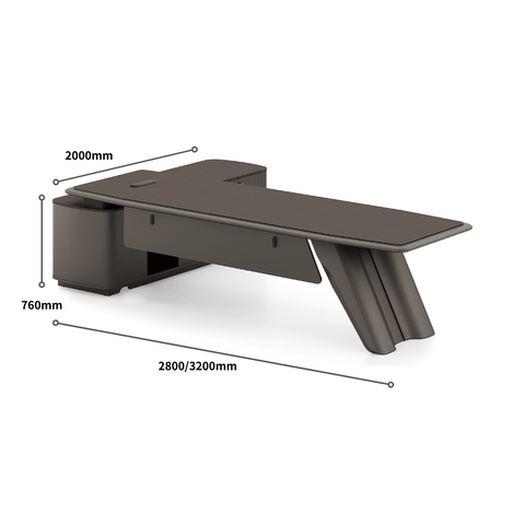 Zenova Modern Luxury Wooden CEO Office Executive Desk with Side Return Cabinet