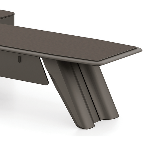 Zenova Modern Luxury Wooden CEO Office Executive Desk with Side Return Cabinet