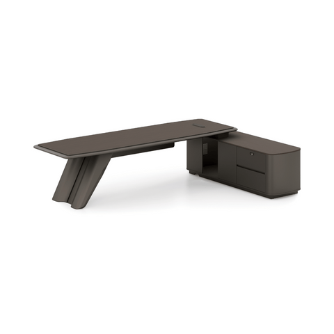 Zenova Modern Luxury Wooden CEO Office Executive Desk with Side Return Cabinet