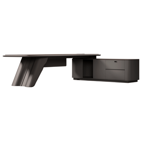Zenova Modern Luxury Wooden CEO Office Executive Desk with Side Return Cabinet