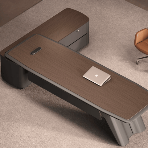 Zenova Modern Luxury Wooden CEO Office Executive Desk with Side Return Cabinet