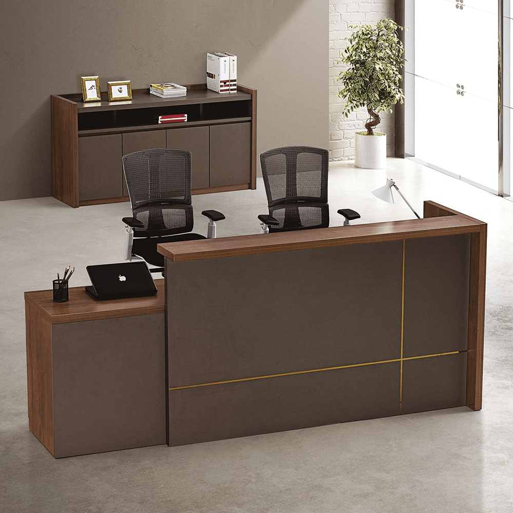 Kano Wooden Office Reception Counter Desk with Storage Cabinet - Gavisco Office Furniture